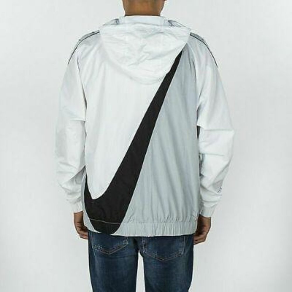 Nike Mens Swoosh Pull Over Hoodie Half Zip White